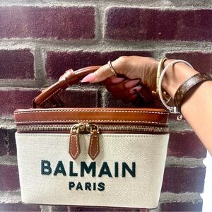 Balmain Cream and Brown Crossbody Bag